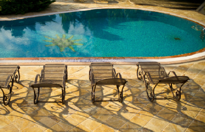 Stamped concrete pool deck